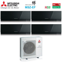 Climatizzatore Condizionatore Mitsubishi Electric Quadri Split Inverter serie KIRIGAMINE ZEN BLACK MSZ-EF 7+12+12+12 con MXZ-4F80VF R-32 Wi-Fi Integrato Colore Nero 7000+12000+12000+12000