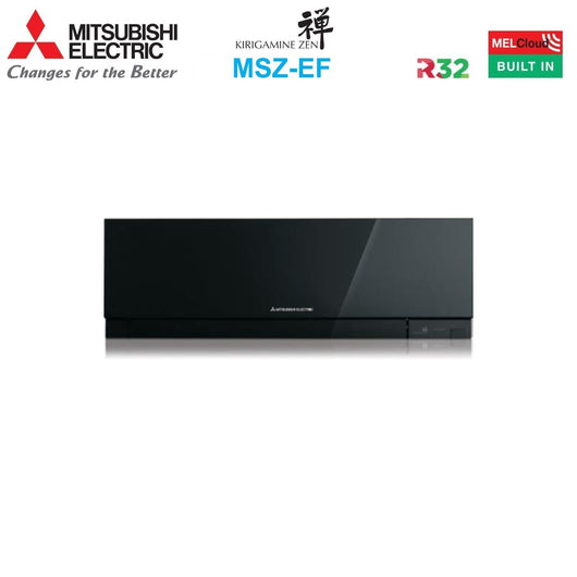 Climatizzatore Condizionatore Mitsubishi Electric Trial Split Inverter serie KIRIGAMINE ZEN BLACK MSZ-EF 7+7+15 con MXZ-3F54VF R-32 Wi-Fi Integrato Colore Nero 7000+7000+15000