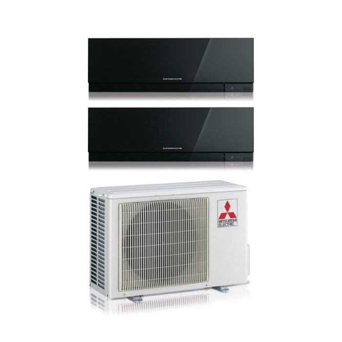 Climatizzatore Condizionatore Mitsubishi Electric Dual Split Inverter serie KIRIGAMINE ZEN BLACK MSZ-EF 7+9 con MXZ-2F53VF R-32 Wi-Fi Integrato Colore Nero 7000+9000