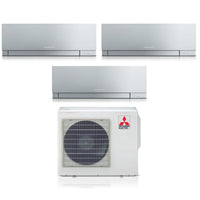 Climatizzatore Condizionatore Mitsubishi Electric Trial Split Inverter serie KIRIGAMINE ZEN SILVER MSZ-EF 12+12+12 con MXZ-3F68VF R-32 Wi-Fi Integrato Colore Argento 12000+12000+12000