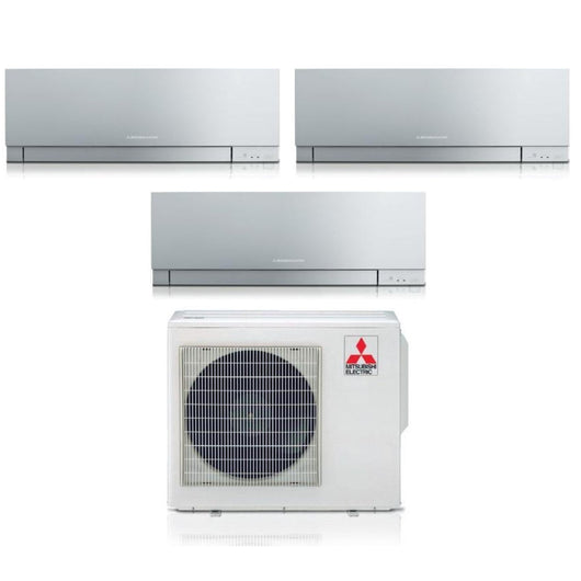 Climatizzatore Condizionatore Mitsubishi Electric Trial Split Inverter serie KIRIGAMINE ZEN SILVER MSZ-EF 7+12+15 con MXZ-3F68VF R-32 Wi-Fi Integrato Colore Argento 7000+12000+15000