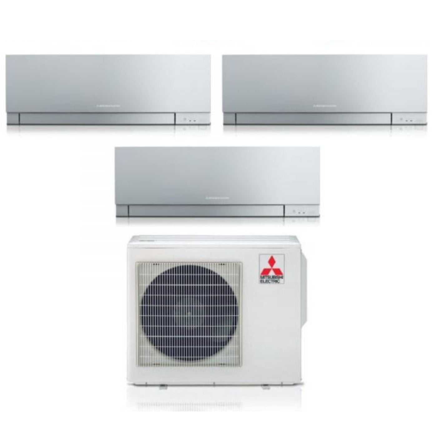 Climatizzatore Condizionatore Mitsubishi Electric Trial Split Inverter serie KIRIGAMINE ZEN SILVER MSZ-EF 7+12+18 con MXZ-3F68VF R-32 Wi-Fi Integrato Colore Argento 7000+12000+18000