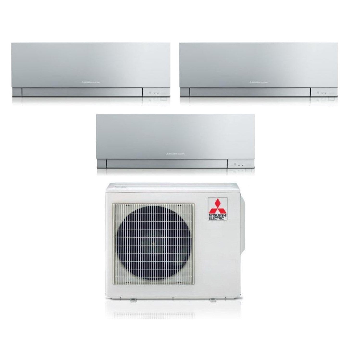 Climatizzatore Condizionatore Mitsubishi Electric Trial Split Inverter serie KIRIGAMINE ZEN SILVER MSZ-EF 7+7+18 con MXZ-3F54VF R-32 Wi-Fi Integrato Colore Argento 7000+7000+18000