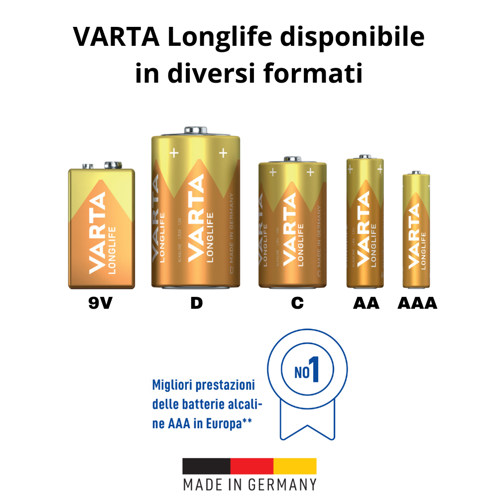 Varta batteria longlife ministilo aaa alcalina blister 6 pezzi