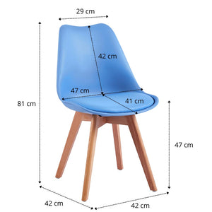 Set 4 Sedie 53,5x48,5x83 cm in Polipropilene e Similpelle Candice Azzurre