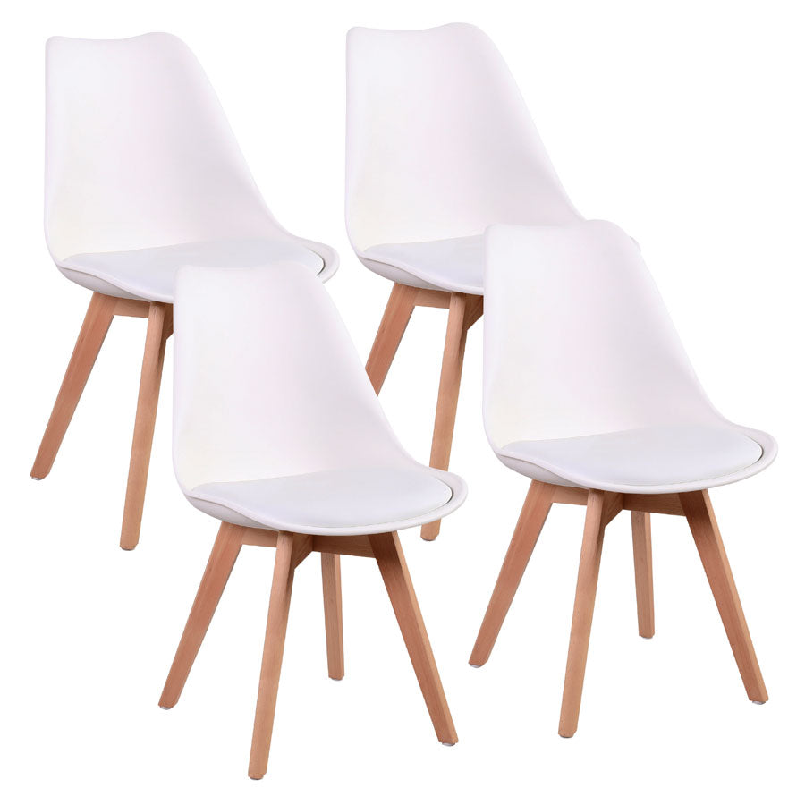 Set 4 sedie moderne con cuscino e gambe in legno bianca modello Candice