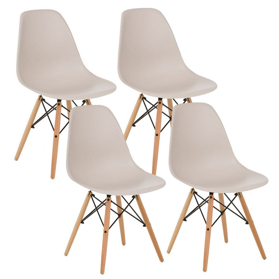 Set 4 sedie scandinave khaki con gambe in legno modello Ester