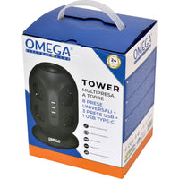 TOWER MULTIPRESA A TORRE 8 PRESE UNIVERSALI P40 E 4 USB