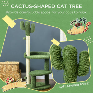 Albero Tiragraffi a Forma di Cactus 35x31x55,5 cm con 2 Palline Gioco Verde e Bianco