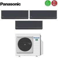 Climatizzatore Condizionatore Panasonic Trial Split Inverter Serie Etherea Dark 12+12+12 con CU-3Z68TBE R-32 Wi-Fi Integrato Colore Grigio Grafite 12000+12000+12000