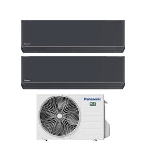 Climatizzatore Condizionatore Panasonic Dual Split Inverter Serie Etherea Dark 12+12 con CU-2Z50TBE R-32 Wi-Fi Integrato Colore Grigio Grafite 12000+12000