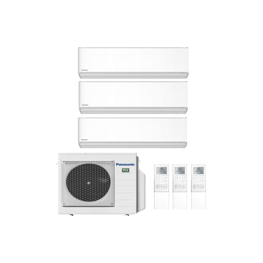 Climatizzatore Condizionatore Panasonic Trial Split Inverter Serie Etherea White 7+12+12 con CU-3Z52TBE R-32 Wi-Fi Integrato Colore Bianco 7000+12000+12000