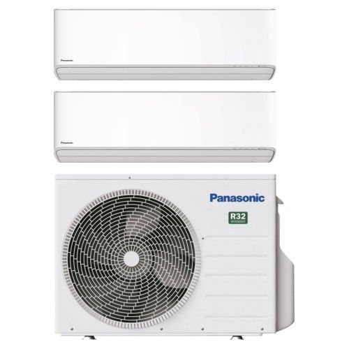 Climatizzatore Condizionatore Panasonic Dual Split Inverter Serie Etherea White 7+7 con CU-2Z35TBE R-32 Wi-Fi Integrato 7000+7000 Bianco