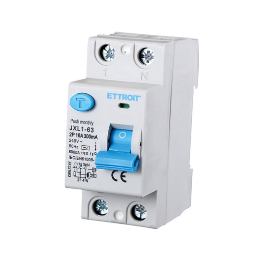 ETTROIT Interruttore Differenziale Puro 2P 16A 6kA 300mA 220V Salvavita Differenziale Occupa 2 Moduli DIN