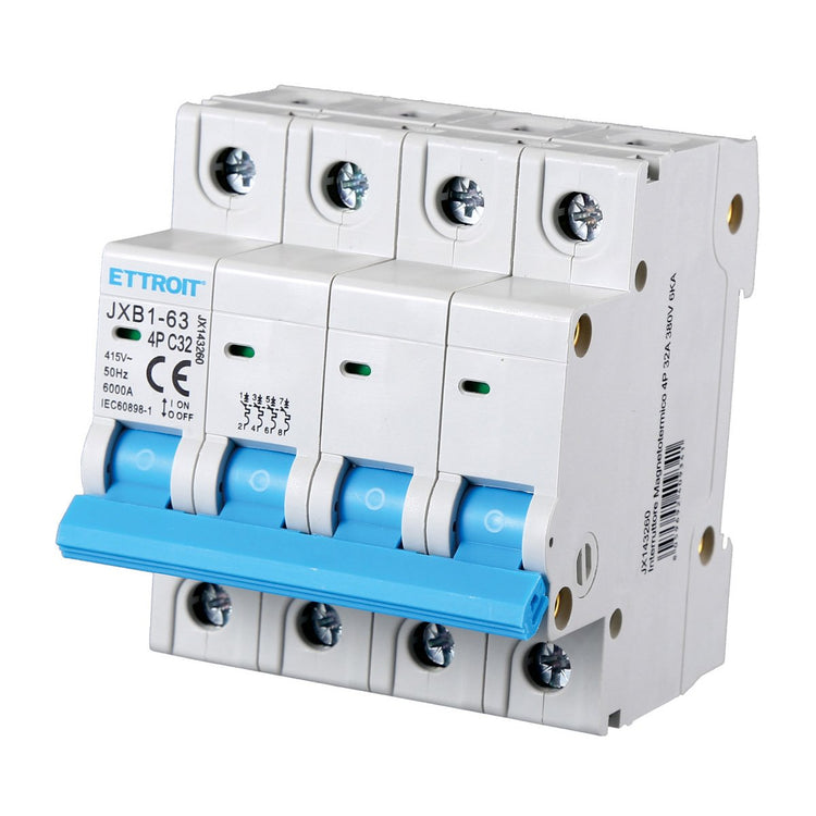 ETTROIT Interruttore Magnetotermico Automatico 4P 32A 6000A 220V 380V Salvavita Stotz Occupa 4 Moduli DIN