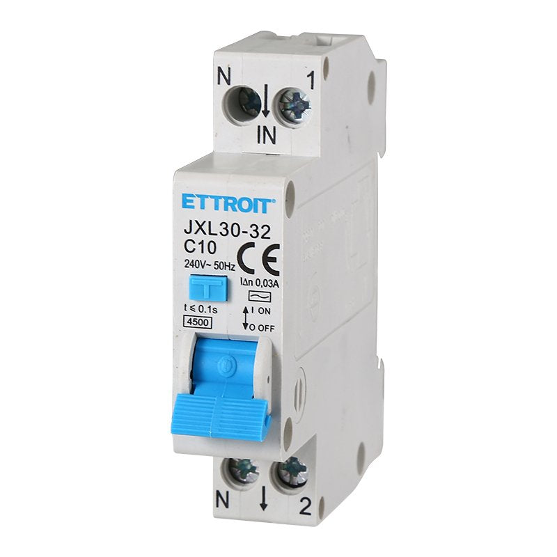 ETTROIT Interruttore Magnetotermico Differenziale 1P+N 10A C10 4.5kA 30mA 220V Occupa 1 Modulo DIN