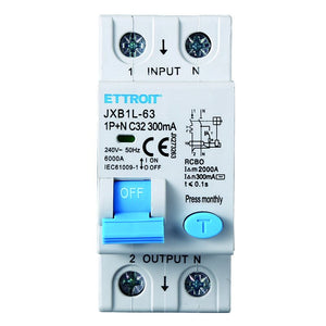 ETTROIT Interruttore Magnetotermico Differenziale 1P+N 32A 6KA 300mA 220V Occupa 2 Moduli DIN