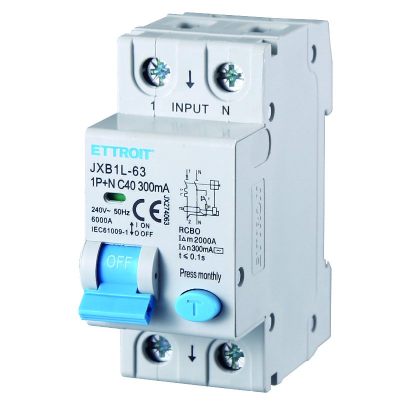 ETTROIT Interruttore Magnetotermico Differenziale 1P+N 40A 6KA 300mA 220V Occupa 2 Moduli DIN