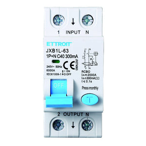 ETTROIT Interruttore Magnetotermico Differenziale 1P+N 40A 6KA 300mA 220V Occupa 2 Moduli DIN