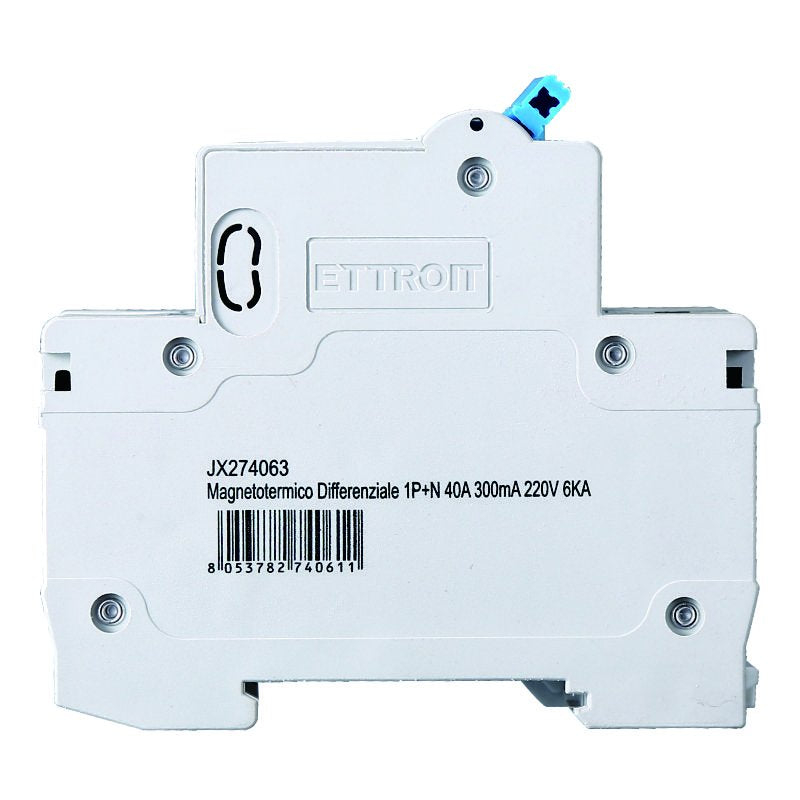 ETTROIT Interruttore Magnetotermico Differenziale 1P+N 40A 6KA 300mA 220V Occupa 2 Moduli DIN