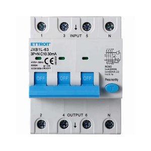 ETTROIT Interruttore Magnetotermico Differenziale 3P+N 10A 6KA 30mA 380V Occupa 4 Moduli DIN