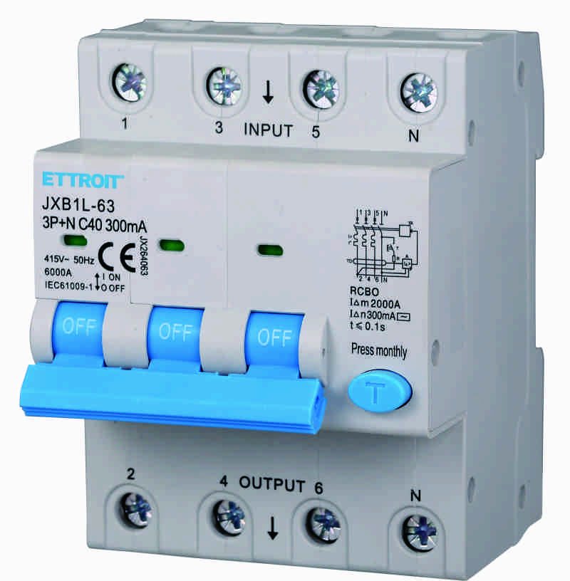 ETTROIT Interruttore Magnetotermico Differenziale 3P+N 40A 6KA 300mA 380V Occupa 4 Moduli DIN