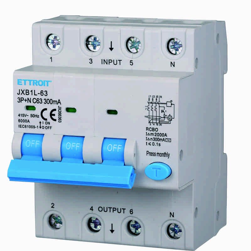 ETTROIT Interruttore Magnetotermico Differenziale 3P+N 63A 6KA 300mA 380V Occupa 4 Moduli DIN