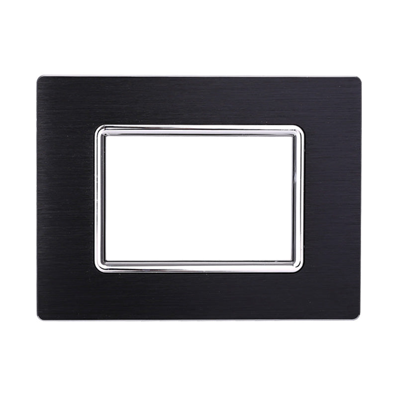 ETTROIT Placca In Alluminio Serie Space 3P Colore Nero Compatibile Con Bticino Living Light