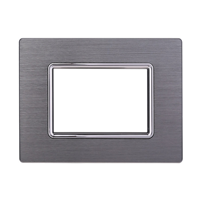 ETTROIT Placca In Alluminio Serie Space 3P Colore Silver Compatibile Con Bticino Living Light