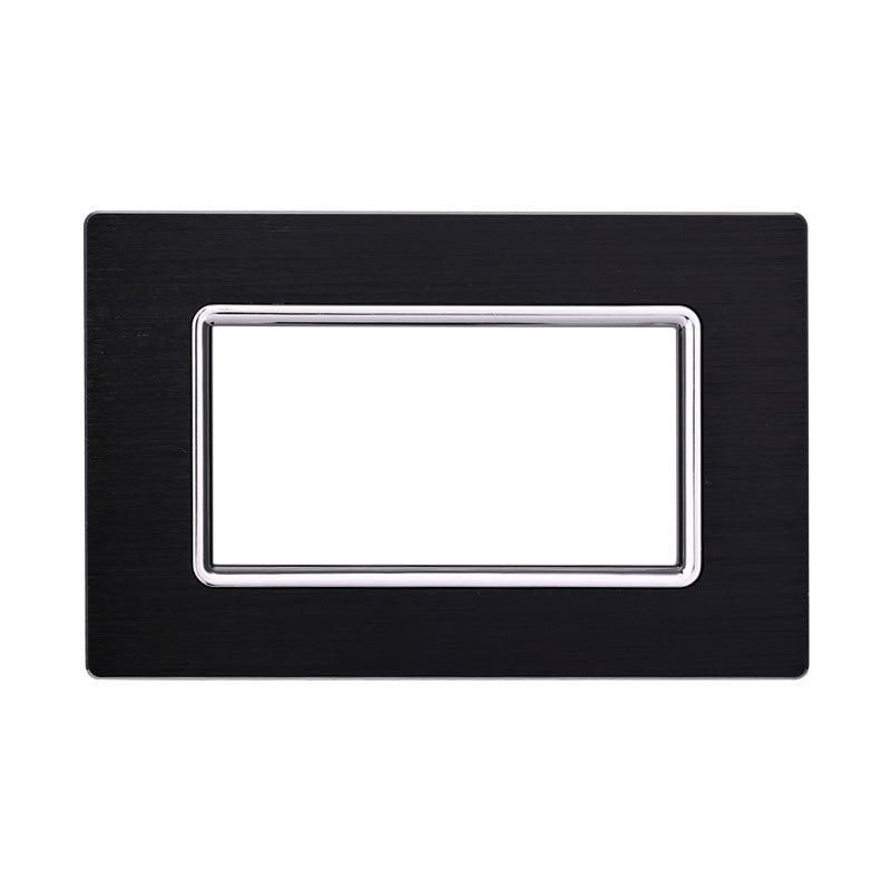 ETTROIT Placca In Alluminio Serie Space 4P Colore Nero Compatibile Con Bticino Living Light