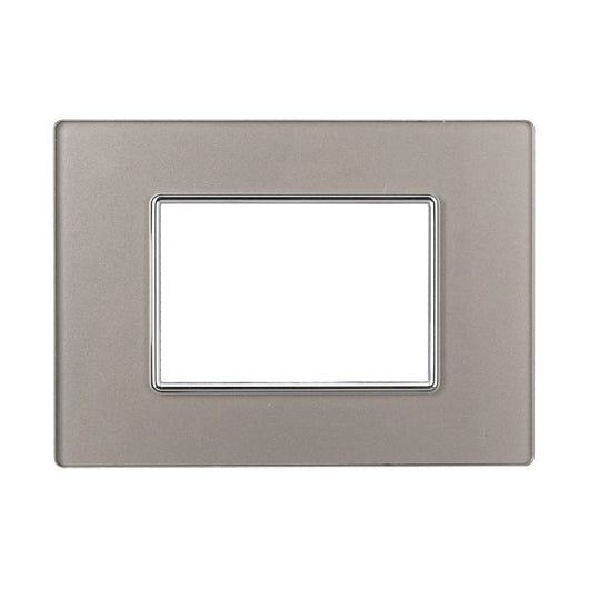 ETTROIT Placca In Vetro Serie Moon 3P Colore Silver Compatibile Con Bticino Axolute