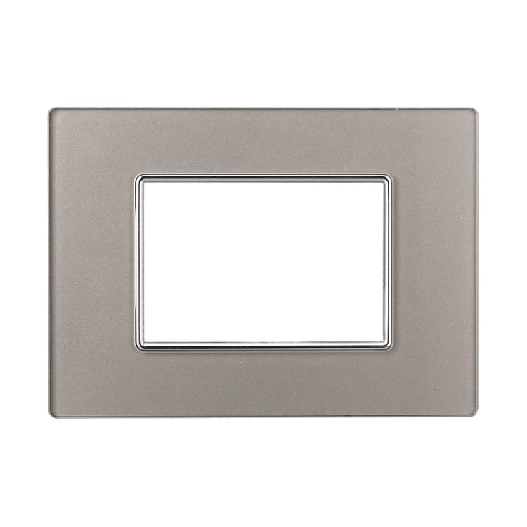 ETTROIT Placca In Vetro Serie Moon 3P Colore Silver Compatibile Con Bticino Axolute