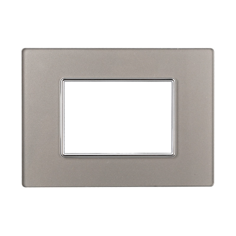 ETTROIT Placca In Vetro Serie Moon 3P Colore Silver Compatibile Con Bticino Axolute