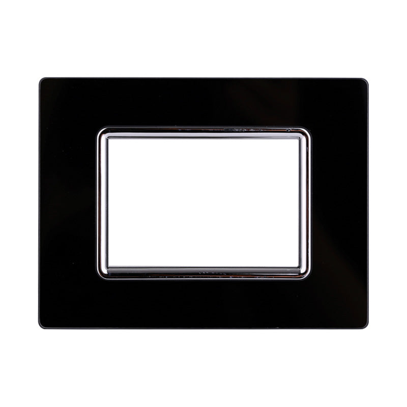 ETTROIT Placca In Vetro Serie Space 3P Colore Nero Compatibile Con Bticino Living Light