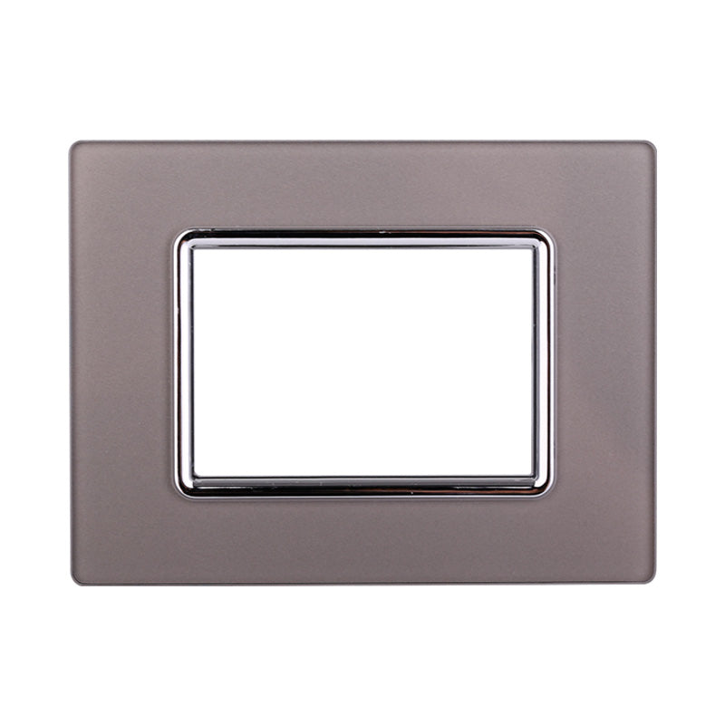 ETTROIT Placca In Vetro Serie Space 3P Colore Silver Compatibile Con Bticino Living Light