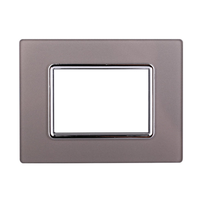 ETTROIT Placca In Vetro Serie Space 3P Colore Silver Compatibile Con Bticino Living Light