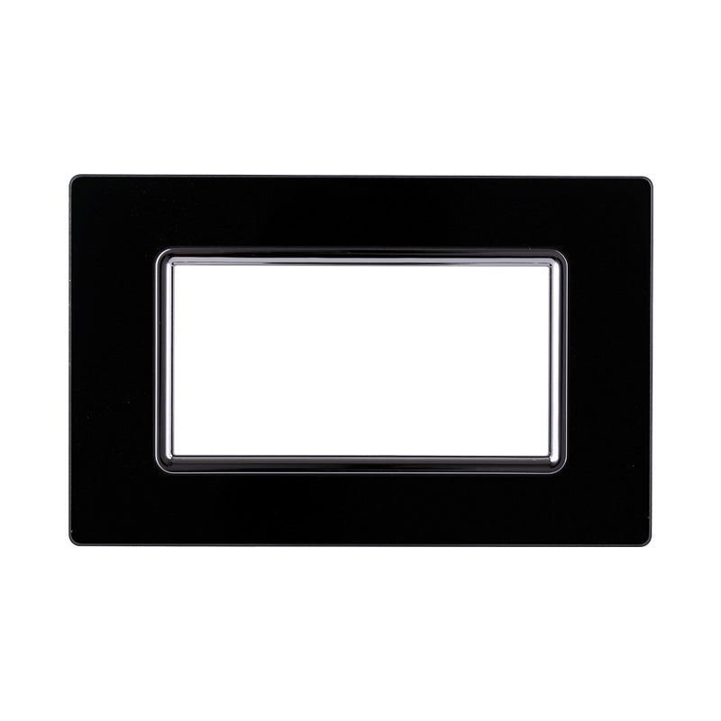 ETTROIT Placca In Vetro Serie Space 4P Colore Nero Compatibile Con Bticino Living Light