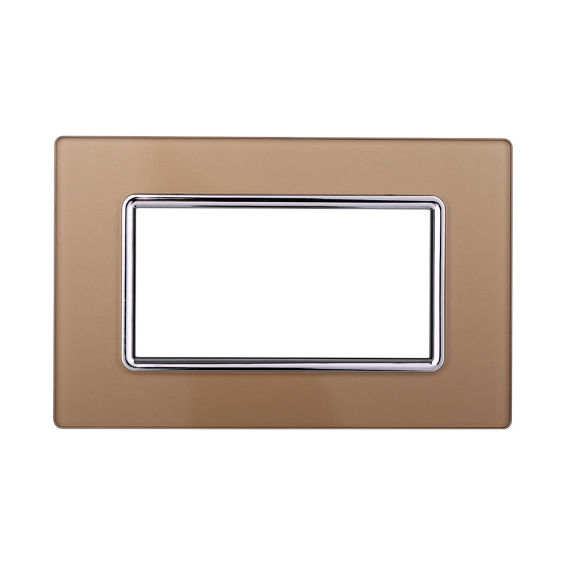 ETTROIT Placca In Vetro Serie Space 4P Colore Oro Compatibile Con Bticino Living Light