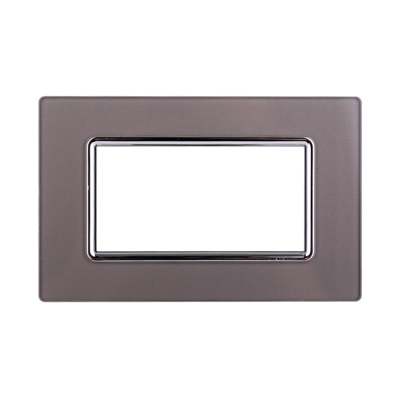 ETTROIT Placca In Vetro Serie Space 4P Colore Silver Compatibile Con Bticino Living Light