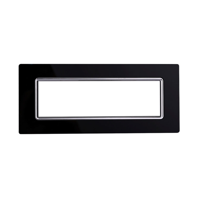 ETTROIT Placca In Vetro Serie Space 7P Colore Nero Compatibile Con Bticino Living Light