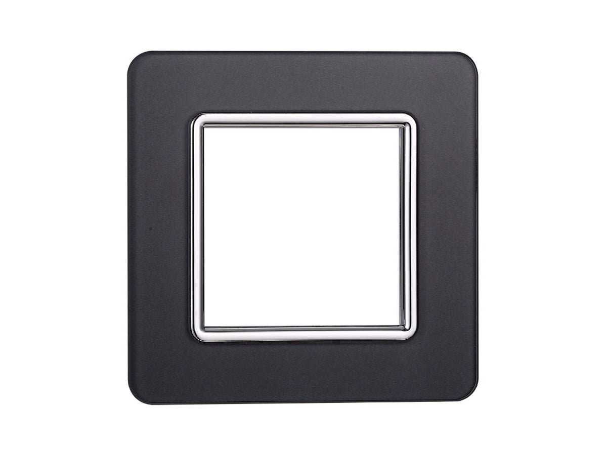 ETTROIT Placca In Vetro Serie Starlight 2P Colore Acciaio Scuro Compatibile Con Vimar Plana