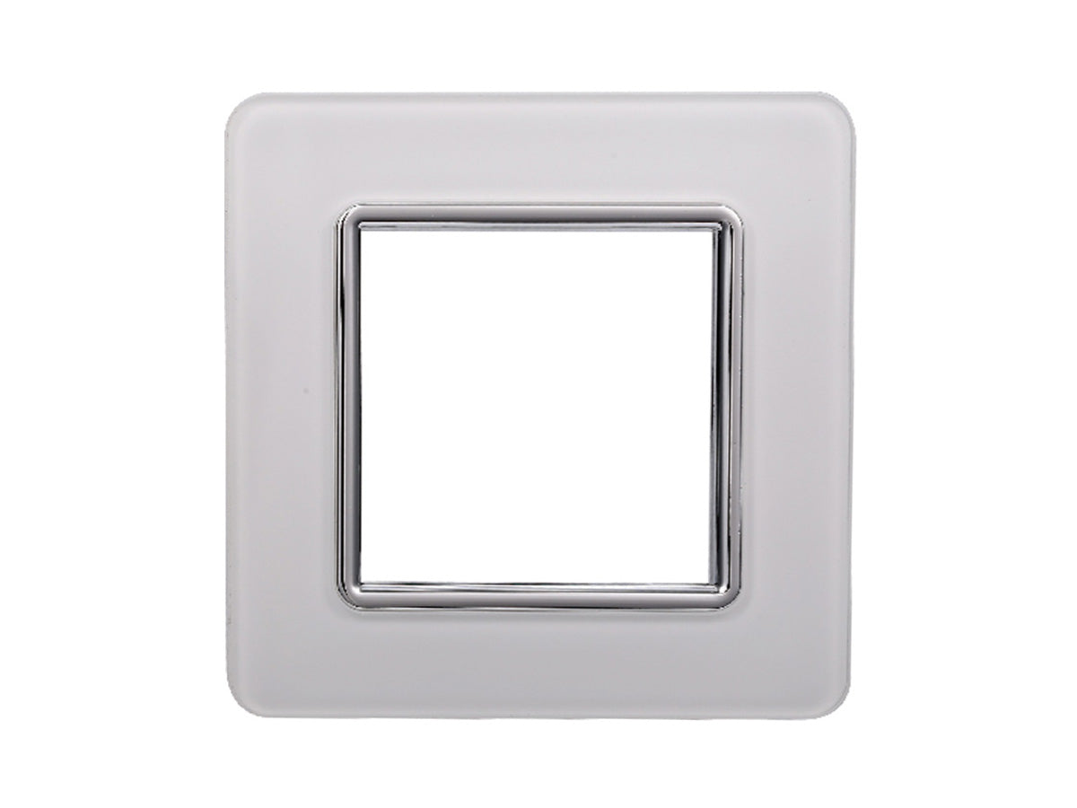 ETTROIT Placca In Vetro Serie Starlight 2P Colore Bianco Compatibile Con Vimar Plana