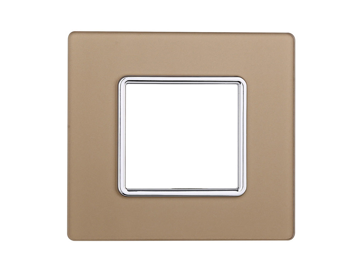 ETTROIT Placca In Vetro Serie Starlight 2P Colore Oro Compatibile Con Vimar Plana