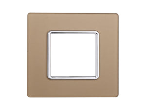 ETTROIT Placca In Vetro Serie Starlight 2P Colore Oro Compatibile Con Vimar Plana