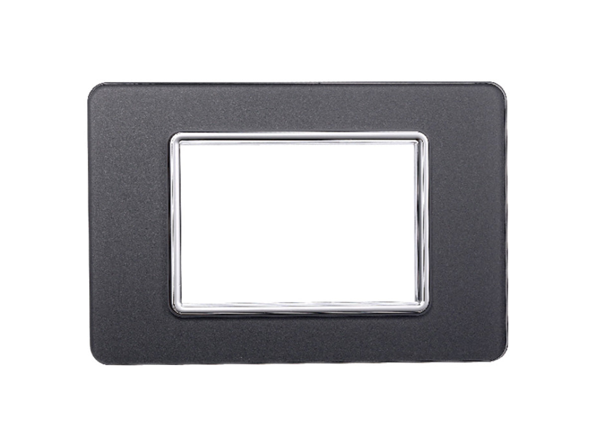 ETTROIT Placca In Vetro Serie Starlight 3P Colore Acciaio Scuro Compatibile Con Vimar Plana