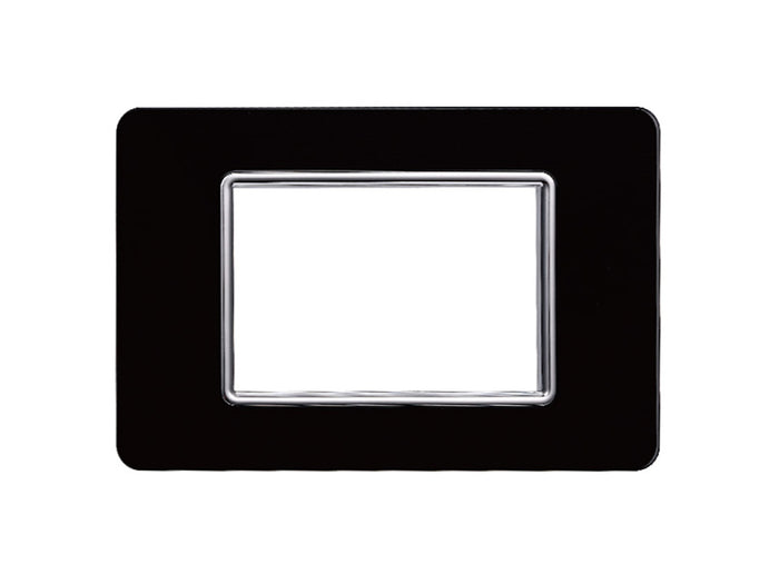 ETTROIT Placca In Vetro Serie Starlight 3P Colore Nero Compatibile Con Vimar Plana