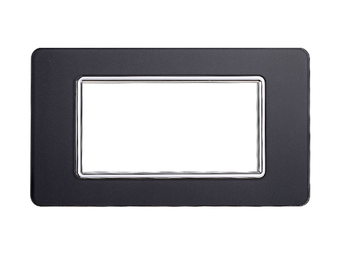 ETTROIT Placca In Vetro Serie Starlight 4P Colore Acciaio Scuro Compatibile Con Vimar Plana