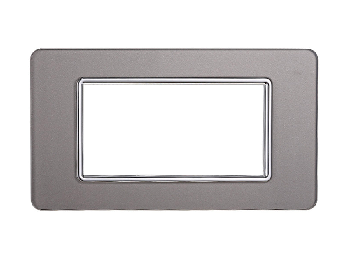 ETTROIT Placca In Vetro Serie Starlight 4P Colore Silver Compatibile Con Vimar Plana