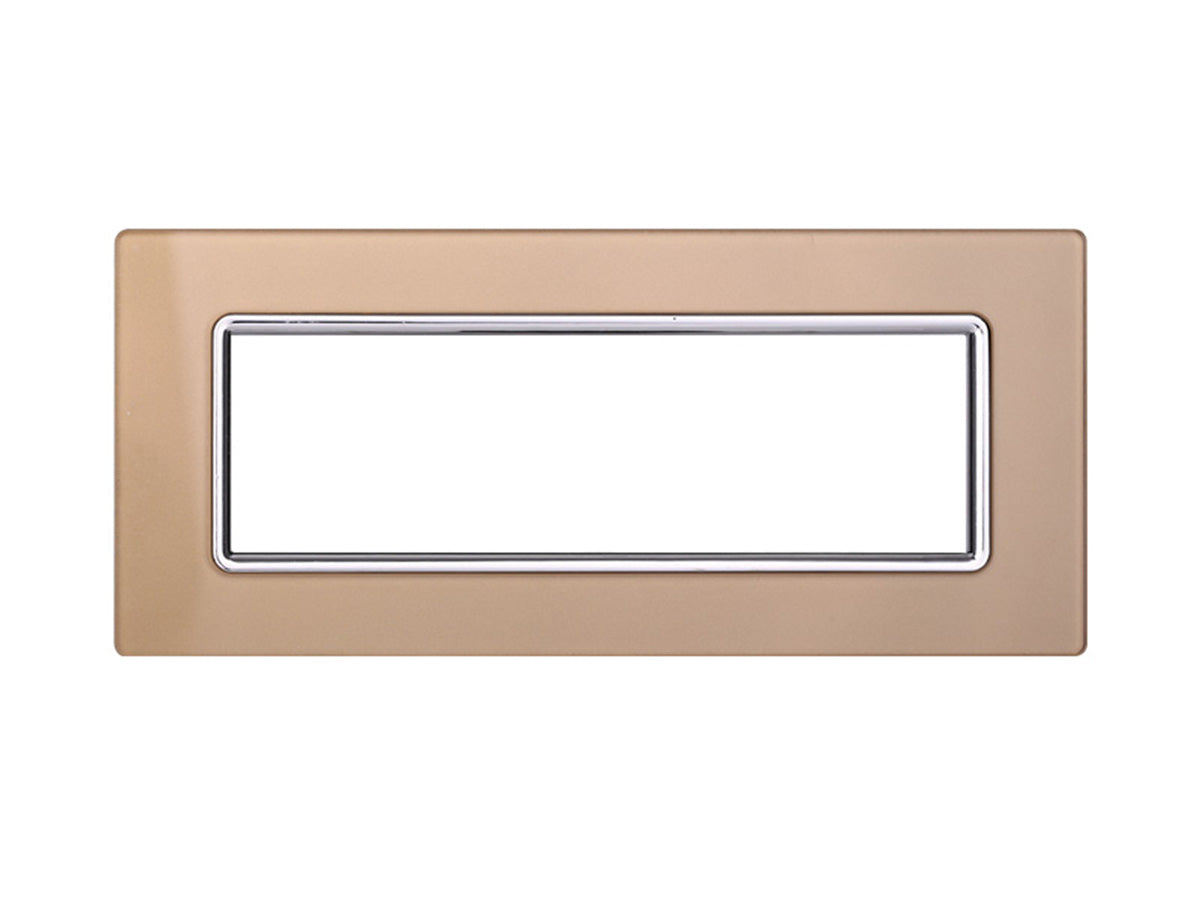 ETTROIT Placca In Vetro Serie Starlight 7P Colore Oro Compatibile Con Vimar Plana