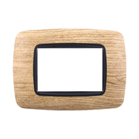 ETTROIT Placca Plastica Bombata Serie Space 3P Colore Legno Chiaro Compatibile Con Bticino Living Light